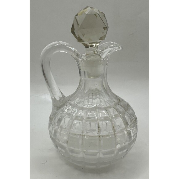 Vintage Set of 6 Clear Glass Cruets with Stoppers oil vinegar  Vtg - Picture 4 of 7